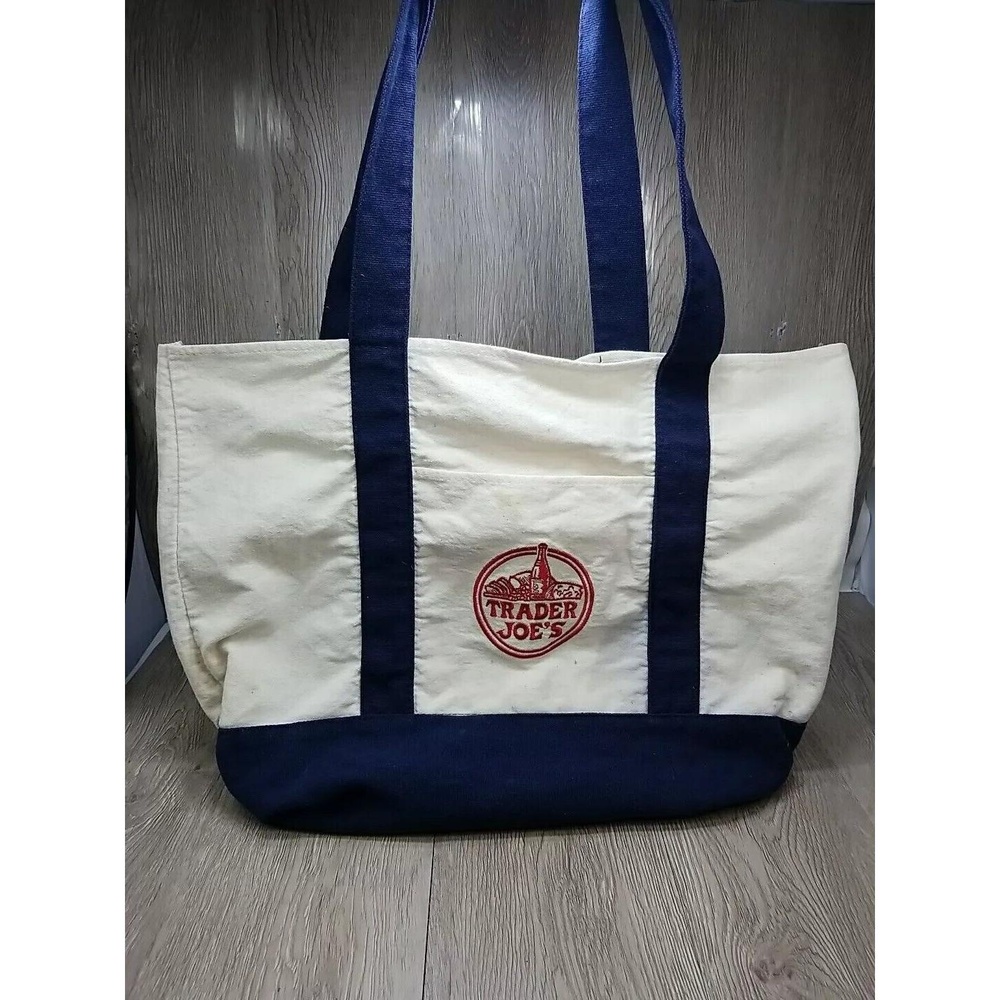 Trader Joe's Canvas Tote Bag Heavy Duty Grocery Sack Reusable Eco Friendly - Picture 1 of 10